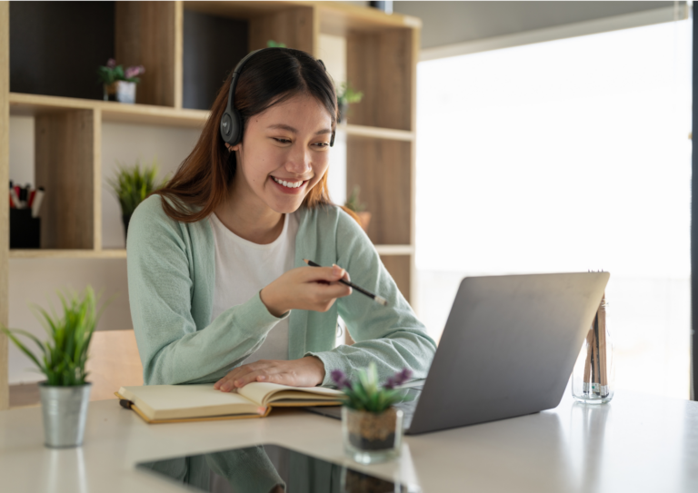 Woman working on laptop